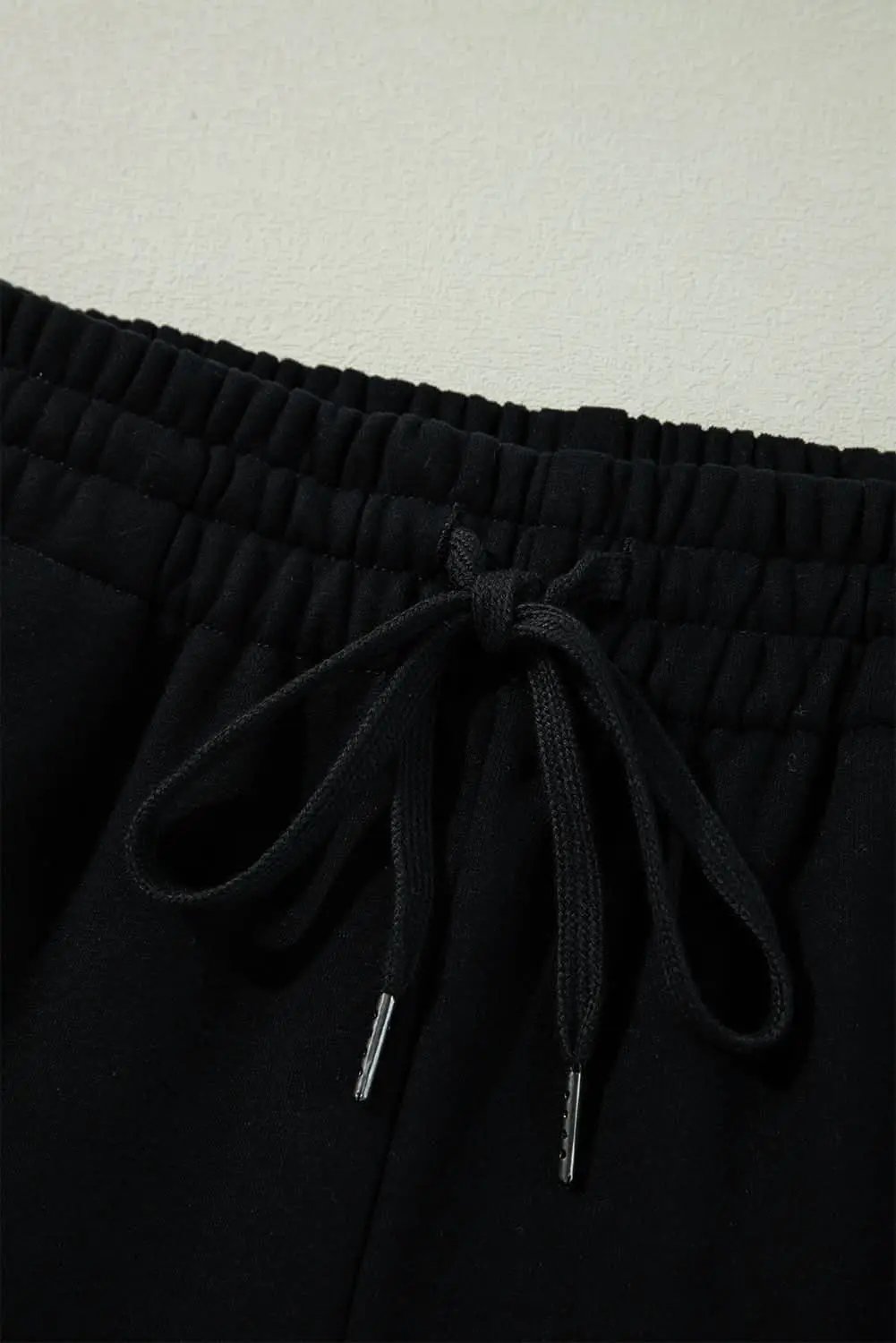 Cozy black fleece pants with drawstring - Love Salve